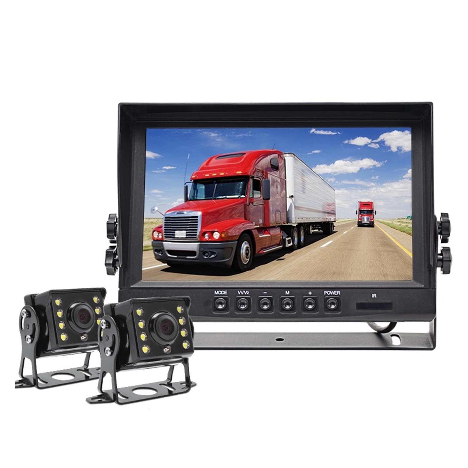 1920x1080P 9 Inch IPS Screen Truck Bus Vehicle DVR Recorder Parking Monitor With 2 Channels Front Rear Side AHD Car Camera ,Car GPS Function